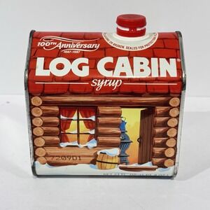 Log Cabin Syrup Tin w Lid 100th Anniversary 1987 General Foods Empty Mint Cond.